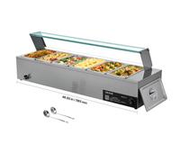 VEVOR Chauffe-Plat Électrique Buffet Chauffant 6 Bacs de 1/3 Couvercle en Verre