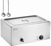 VEVOR chauffe-plats commercial 1 x 18 L récipient pour aliments, plaque chauffante électrique, 1200 W plan de travail en inox, bain-marie de buffet, réglage de la température 30-85 °C pour restaurant,