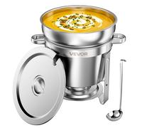 VEVOR Chauffe Soupe 10 L Chafing Dish Marmite en Acier Inoxydable, CHR, Buffet Chauffant pour Hôtel Mariage Restauration Traiteur, Kit Complet, Réchaud à Soupe Velouté Ragoût Sauce, Avec Louche