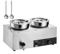 VEVOR Chauffe Soupe de Restaurant 2x7 L Station de Soupe Électrique 1200 W Chauffe-Plat avec Marmites en Inox 30-85 °C Protection contre Brûlure Sèche Réchauffe Sauce Fromage Chocolat Buffet Traiteur