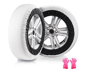 VEVOR Chaussettes à Neige pour Pneus Épaisses 2PCs Taille L, Chaînes à Neige Textiles en Fibre de Polyester avec Sangles Élastiques, Dispositifs Textiles de Traction pour Voiture, SUV, Pick-up