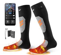 VEVOR Chaussettes chauffantes, batterie 5000 mAh rechargeable, avec 4 niveaux de chauffage, chaussettes chauffantes électriques avec contrôle par application pour homme et femme, chauffe-pieds pour la