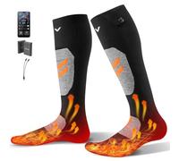 VEVOR Chaussettes chauffantes, batterie 5000 mAh rechargeable, avec 4 niveaux de chauffage, chaussettes chauffantes électriques avec contrôle par application pour homme et femme, chauffe-pieds pour la