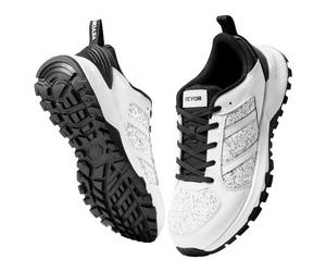 VEVOR Chaussures de Cross-training, Pointure US 13, Baskets Largeur M, avec Soutien Voûte Plantaire, Lacets Réglables, pour Course, Entraînement, Gymnastique, Promenade du Chien, Haltérophilie, Blanc