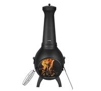 VEVOR Cheminée Extérieur, 457 mm, Poêle à Bois Sphérique en Aluminium Robuste pour Barbecue et Réchauffer, avec Grille, Couvercle de Cheminée Antirouille, pour Patio, Jardin, Arrière-Cour, Plein Air