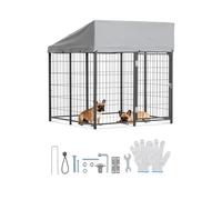 VEVOR Chenil Extérieur 1,12x1,15x1,25 m Enclos pour Chien avec Toit Cage Extérieure pour Grands Chiens Parc Robuste pour Chiens avec Bâche PE Résistante aux UV et Imperméable, Verrouillage Sécurisé