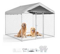 VEVOR Chenil Extérieur 2,3x2,3x2,15 m Enclos pour Chien avec Toit Cage Extérieure pour Grands Chiens Parc Robuste pour Chiens avec Bâche en PE Résistante aux UV et Imperméable, Verrouillage Sécurisé