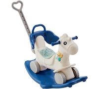 VEVOR Cheval à bascule 4 en 1 pour les enfants de 1 à 3 ans, jouet à bascule avec planche d'équilibre amovible, poignée de poussée et 4 roues lisses, PEHD, capacité de charge 36 kg, pour bébés, bleu
