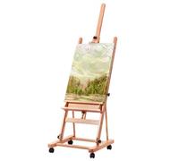 VEVOR Chevalet d’Atelier à Cadre en H, Support pour Toiles jusqu'à 121 cm, Présentoir Peinture Réglable en Hêtre, avec Roulettes et Grand Plateau de Rangement, Capacité de Charge 15 kg, Studio Art