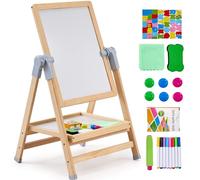 VEVOR Chevalet d'Art Enfants Tableau Magnétique Blanc Noir Double Face en Bois