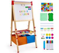 VEVOR Chevalet d'Art Enfants Tableau Magnétique Blanc Noir Double Face en Bois