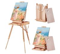 VEVOR Chevalet de Campagne pour Toiles jusqu'à 86,5 cm, Présentoir Peinture Pliable en Hêtre, avec Tiroir, Palette et Sangle, Angle et Hauteur Réglables, Support pour Toiles d'Art Portable, Atelier