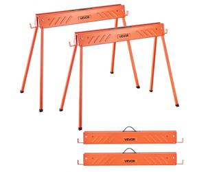 VEVOR Chevalet de Sciage, Lot de 2, Tréteau de Sciage Pliable, Capacité de Charge 299,4 kg, avec Pieds Robustes, Patins Antidérapants, Outil Tout en Métal pour Menuiserie, Menuisiers, Bricoleurs Bois