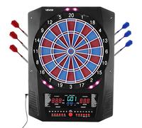 VEVOR Cible de fléchettes électronique, 336 mm, planche à fléchettes avec 45 jeux et 474 variantes pour jusqu'à 8 joueurs, 6 tiges de fléchette avec ailettes et 50 pointes souples, écran LED couleur
