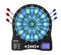 VEVOR Cible de fléchettes électronique pour 8 joueurs, planche à fléchettes éclairée par LED avec 48 jeux et plus de 500 variantes, 6 tiges de fléchette avec ailettes et 50 pointes souples, écran LCD