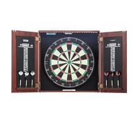 VEVOR Cible de Fléchettes et Armoire Prêt à Jouer, Armoire à Fléchettes de Taille Officielle, Jeu de Fléchettes à Pointe en Acier, avec Lumière LED, Accessoires Complets, pour Jeux de Cricket