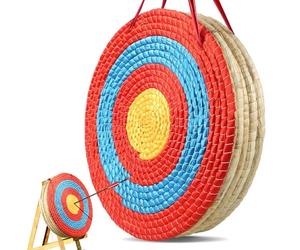 VEVOR Cible de Tir à l'arc 50,8 cm Cible de Paille Traditionnelle Faite à la Main Portable 10,16 cm d’Épaisseur 5 Couches Accessoire pour Entraînement d’Archerie en Plein Air Arcs et Arbalètes Archer