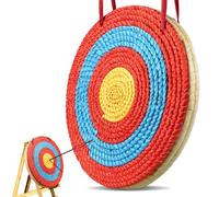 VEVOR Cible de Tir à l'Arc 50,8 cm Cible de Paille Traditionnelle Faite à la Main Portable 6,35 cm d’Épaisseur 3 Couches Accessoire pour Entraînement d’Archerie en Plein Air Arcs et Arbalètes Archer