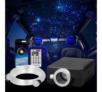 VEVOR Kit Ciel de Toit Étoilé Voiture 150 PCS Lumières Plafond Fibre Optique 0,76 mm 1,98 m 16 W, Contrôle par Application Bluetooth, Télécommande, Moteur Lumineux RGBW, pour Décoration de Chambre