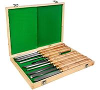 VEVOR Ciseaux à Bois 8 PCS Outils de Gravure à Bois avec Lames en Acier Rapide, Boîtier Facile à Stocker et à Transporter, Prise en Main Confortable, Design Compact, pour Sculpture, Graver à la Main