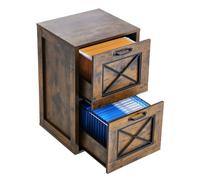 VEVOR Caisson de Bureau à 2 Tiroirs Avec Tringle de Suspension Réglable à 2 Niveaux Marron