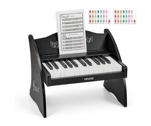 VEVOR Clavier de Piano Électronique Enfant 25 Touches Piano Électronique en Bois Mini Jouet Musical Éducatif pour Tout-petits Garçons Filles Apprentissage, Double Alimentation, Volume Réglable, Noir