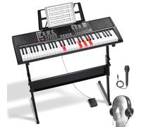 VEVOR Clavier Piano Numérique, 61 Touches, Piano à Clavier Électrique Portable, Support, 600 Tons, 500 Rythmes, Haut-parleurs Intégrés, Pédale de Sustain, Casque, Microphone, USB MIDI, pour Débutants