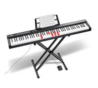 VEVOR Clavier Piano Numérique, 88 Touches Semi-lestées, Ensemble Piano à Clavier Électrique avec Support Réglable, Haut-parleurs Intégrés, Pédale de Sustain, Casque, Bluetooth MIDI USB, pour Débutants