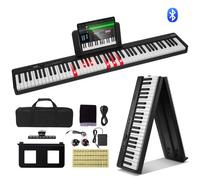 VEVOR Clavier Piano Pliable 88 Touches, Bluetooth et MIDI, Piano Électronique Numérique Portable avec Pédale de Sustain, Touches Lumineuses, Rechargeable pour Débutants, Adolescents, Adultes, Noir