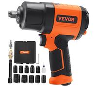 VEVOR Clé à Choc Pneumatique Carré 1,27 cm Clé à Chocs Air Comprime 1898 Nm 8000 tr/min Plastique et Acier avec Douilles Connecteur Rapide Air Barre Extension pour Réparations Auto Lourdes Mécaniciens