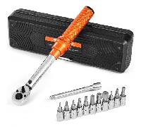 VEVOR Clé Dynamométrique à Déclenchement Entraînement 6,4 mm 2,3-22,6 N.m, Jeu de Clés à Cliquet Bidirectionnelles Double Plage, 72 Dents, avec Douilles et Rallonge, pour Réparation de Vélos, Orange