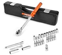 VEVOR Clé Dynamométrique à Déclenchement Entraînement 9,5 mm 5-60 N.m, Jeu de Clés à Cliquet Bidirectionnelles, Haute Précision, 72 Dents, avec Douilles, Embouts, Rallonge et Adaptateur, Réparation