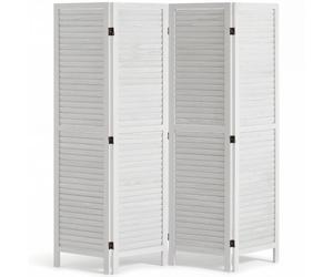 VEVOR Cloison de séparation en bois, séparateur de pièce pliable à 4 panneaux, paravent de confidentialité à volet 170 cm de haut, pour maison, intérieur, bureau, restaurant, chambre à coucher, blanc