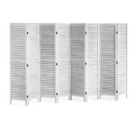 Cloison De Séparation En Bois De Paulownia 8 Panneaux 169.9cm De Hauteur Blanc