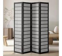 VEVOR Cloison de Séparation Japonaise à 4 Panneaux, Séparateur de Pièce Pliable en Bois, Paravent de Confidentialité, pour Séparation de Pièce, Maison, Bureau, Restaurant et Chambre à Coucher, Noir