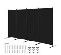 VEVOR Cloison de Séparation Paravent à 4 Panneaux 346,4cm Séparateur Bureau Noir