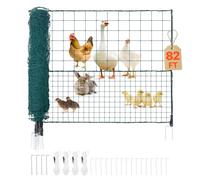 VEVOR Clôture Filet Mobile 25x1,05 m Filet de Clôture pour Chien en Plastique Temporaire pour Délimitation Poules, Plantes, Jardin, Cours Extérieures, avec Poteaux, Piquets à Double Pointe, Haubans