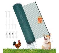 VEVOR Clôture Filet Mobile 25x1,2 m Filet de Clôture pour Chien en Plastique Temporaire pour Poules, Plantes, Jardin, Cours Extérieures, Mailles Serrées, avec Poteaux, Piquets à Double Pointe, Haubans
