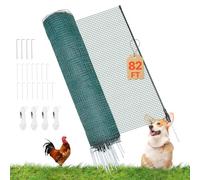 VEVOR Clôture Filet Mobile 25x1,2 m Filet de Clôture pour Chien en Plastique Temporaire pour Poules, Plantes, Jardin, Cours Extérieures, Mailles Serrées, avec Poteaux, Piquets à Double Pointe, Haubans