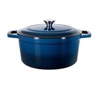 VEVOR Cocotte en fonte 5,68 L, marmite émaillée avec couvercle et deux poignées, robuste et durable, pour les fours à induction jusqu'à 260 °C, pour braiser, mijoter, rôtir et cuire le pain, bleu