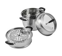 VEVOR Cocotte-minute 28cm en acier inoxydable avec couvercle en verre, 3 étages de cuisson à la vapeur Cocotte-minute à induction Cocotte-minute Idéal pour les légumes, le poisson, la soupe, les quene