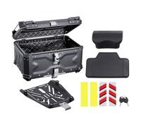 VEVOR Coffre arrière moto universel en alliage d'alu avec doublure en cuir, étanche 65 L, serrure et coussin de dossier, pour 99% des cadres de moto