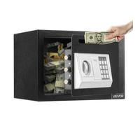 VEVOR Coffre-For de Dépôt 17 L, Coffre-Fort de Sécurité Électronique, Déverrouillage par Mot de Passe et Bouton Rotatif, avec Fente de Verrouillage avant pour Espèces, Bijoux, Documents, Noir