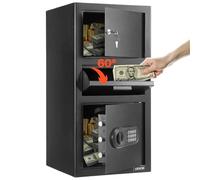 VEVOR Coffre-For de Dépôt Grande Capacité de 102 L, Coffre-Fort de Sécurité Électronique 3 Niveaux, avec Fente Frontale, Clavier Numérique et Clés de Rechange, pour Espèces, Bijoux, Documents, Noir