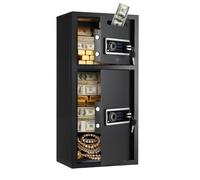 VEVOR Coffre-Fort à Code avec Clés, Armoire Sécurisée à Double Portes en Acier, Fente de Dépôt et Clavier Numérique, pour Ranger Argent, Espèces, Bijoux et Documents, Protection Alarme, 350x348x775 mm