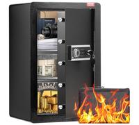 VEVOR Coffre-fort à Porte Simple 99 L, 2 Façons de Déverrouillage, Clé et Mot de Passe, avec Sac Ignifuge, Porte-Clés, Lumière LED et 2 Étagères, pour Argent, Documents, Bijoux, Objets de Valeur