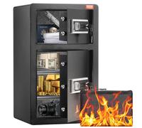 VEVOR Coffre-fort avec porte-monnaie ignifuge, coffre-fort à double porte de 4,5 pieds cubes, 2 cloisons réglables en hauteur, coffre-fort numérique pour meubles avec clé, code, coffre-fort pour argen
