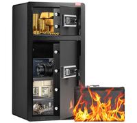 VEVOR Coffre-fort avec porte-monnaie ignifuge, coffre-fort à double porte de 5,5 pieds cubes, 2 cloisons réglables en hauteur, coffre-fort numérique pour meubles avec clé, code, coffre-fort pour argen