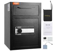 VEVOR Coffre-Fort avec Serrure Électronique 2,5 C Coffre-Fort de Dépôt en Acier Laminé à Froid Coffre-Fort à Trappe Déverrouillage par Mot de Passe 3-12 Chiffres et Clés pour Argent Document Domicile