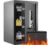 VEVOR Coffre-Fort Biométrique à Empreintes Digitales 62 L Coffre-Fort Numérique Mot de Passe et Clés Coffre de Sécurité Mural en Acier Anti-Effraction 3 Types de Déverrouillage Argent Bijoux Domicile